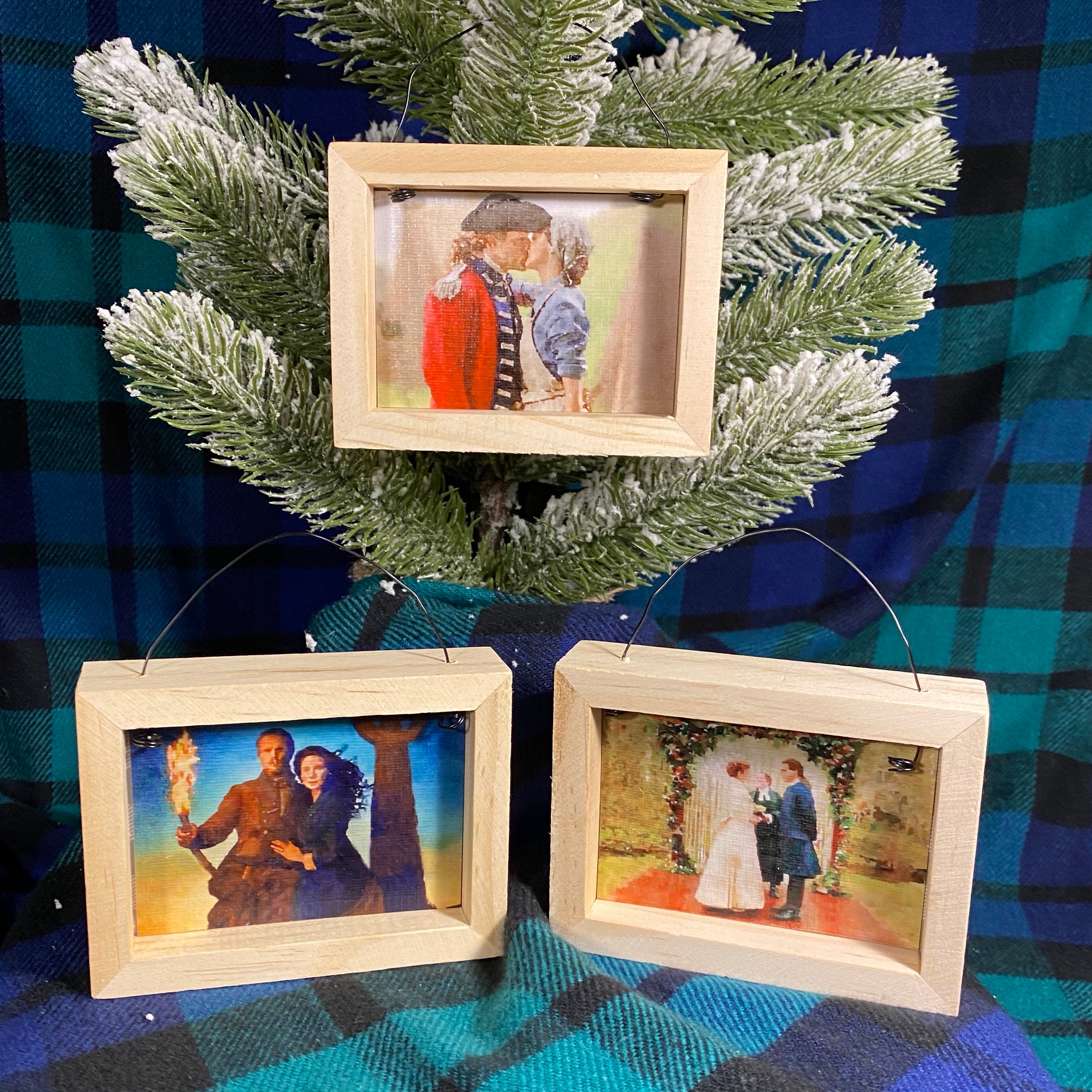 Outlander Ornament, wood frame (approx 2"x3"), customize with Outlander Artwork