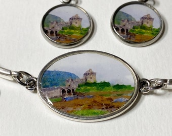 Eilean Donan Scottish Castle bracelet, Scottish Castle earrings, Scotland inspired, Outlander inspired