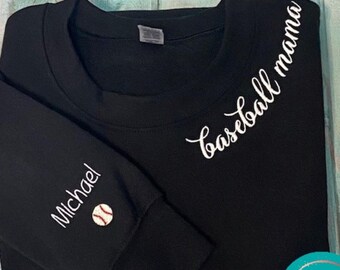 Custom Baseball Mama Sweatshirt, Gameday Sweatshirt, Sports Mama, Personalized Baseball Embroidered Sweatshirt, Football Mama, Soccer Mom
