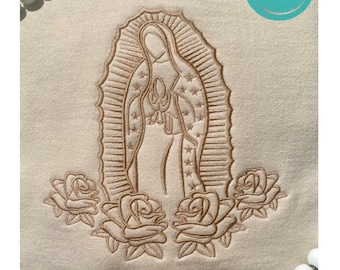 Guadalupe Sweatshirt, Virgin Mary Sweathsirt, Virgen De Guadalupe Sudadera Crewneck, La Guadalupana Embroidery Crewneck, Virgin Mary Gift