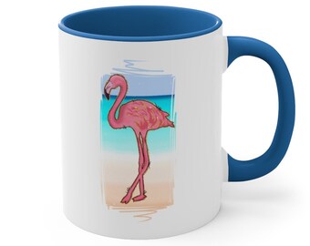 FLAMINGO DESIGN BAMBOO TRAVEL MUG WITH SHORTBREAD BISCUITS CHRISTMAS GIFT PINK 