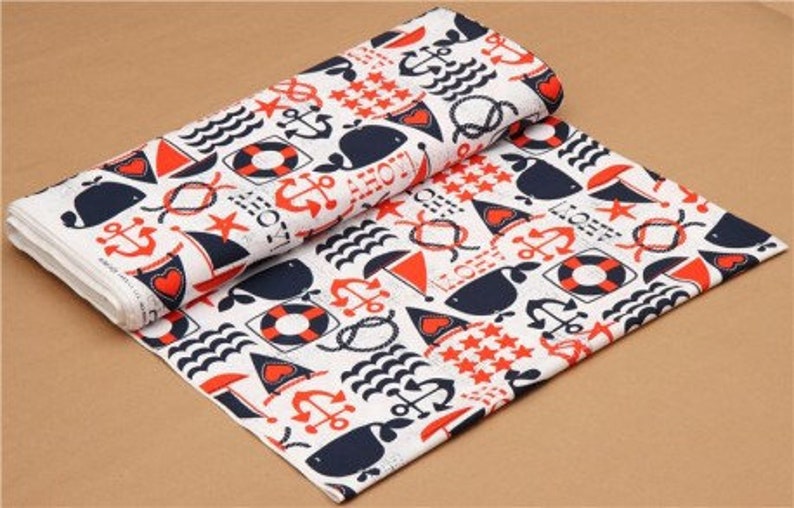 Michael Miller Nautical Fabric CottonBoys QuiltSewingQuiltingBlue Red White NauticalFat QuarterHalf YardYard Ahoy Matey Navy