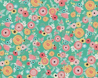 Floral Fabric Riley Blake - Just Sayin - Mint/Sewing/Quilting/Cotton/Half Yard/Full Yard/Out of Print Fabric