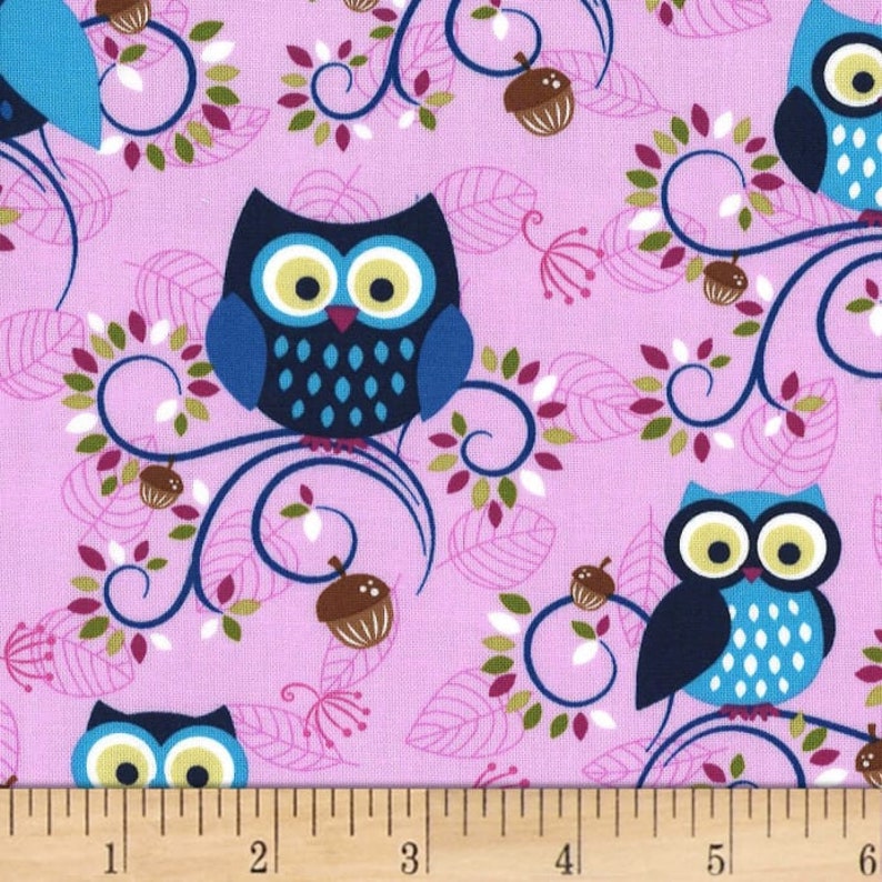 Michael Miller La Dee Da//Bird Dee Da 100/% Cotton Fabric Fat Quarter//Me Pink//Blue