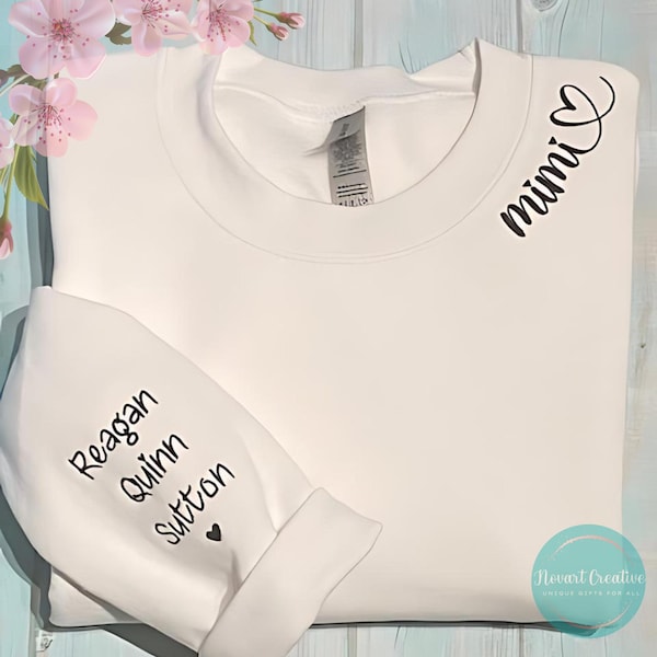 Personalized Grandma Sweatshirt with Kids Names, Embroidered Sweatshirt, Custom Nana Sweatshirt, Gift for Nan,Gigi Sweatshirt, Xmas Gift
