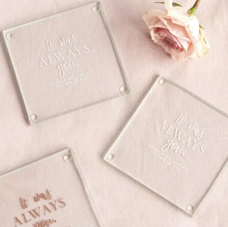 Personalized Wedding Glass Coasters Set Of 12 Personalized Etsy