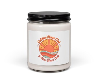 Soy Jar Candle, Retro Sun Waves Label, Coastal Summer
