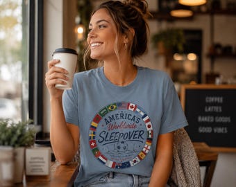 Worldwide Soccer Shirt | America's Worldwide Sleepover | International Flags Tee | Comfort Colors Shirt | Soccer Watch Party Gift