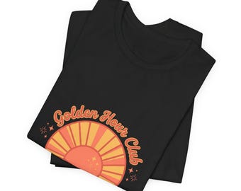 Golden Hour Club Tee | Retro Sun Emblem, Coastal Vibes Summer Shirt