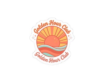 Golden Hour Sunwave Sticker | Retro Coastal Vibes, Summer (PNG)