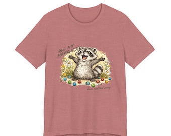 Raccoon Tee | Playful Woodland Illustration, Hand-Drawn Raccoon, Marbles Graphic Shirt
