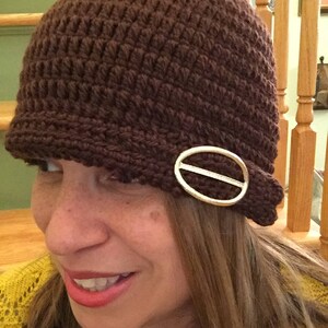 The Phyllis - Handmade crochet 100% wool cloche with lovely Barrette Accent