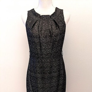 Vintage Black And Pewter Sheath Dress By Evan Picone Size 4 FREE SHIPPING
