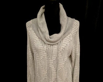 Grey Toned Cowl Neck Sweater , Vintage 1990,By Dress Barn Size 1X