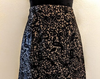 Vintage 1990's Black Lace Skirt With Tan Underskirt By Adrienne Vittadini Size 4 FREE SHIPPING
