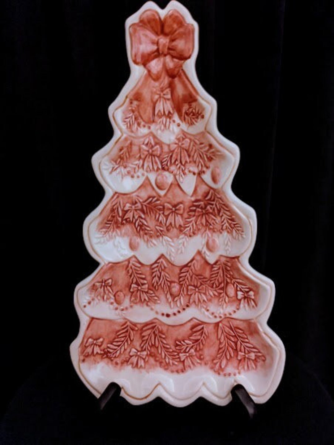 White Tree Plate Pink & White Christmas Tree Plate by Noble Excellence FREE SHIPPING - Etsy