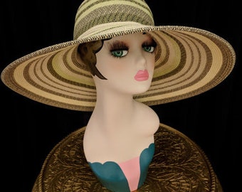 A Trip to Saint Tropez In The 70s Yielded This Vintage Women’s Sun Hat 100% Woven Paper  FREE SHIPPING