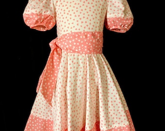 Vintage 1980's Girls Party Dress By Storybook Heirlooms Size 6Xart Print Dress Size 6x FREE SHIPPING
