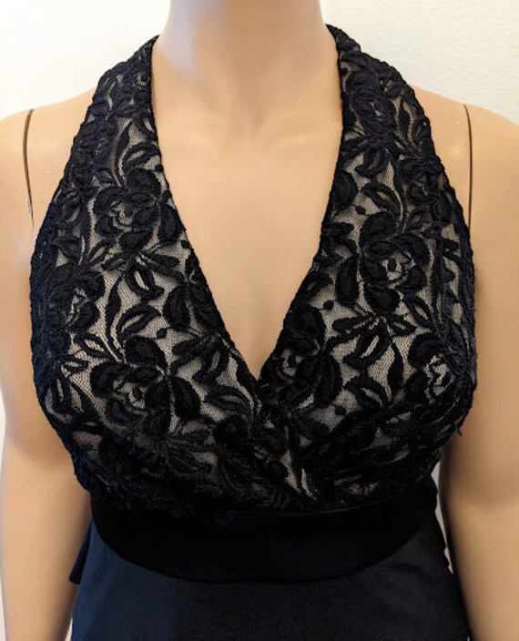 Vintage Black Lace Halter Top Dress By Evan-Picon… - image 4