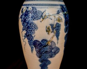 Mid Century Colonial Revival, Hand Thrown, Salt Glazed Signed Pottery Vase