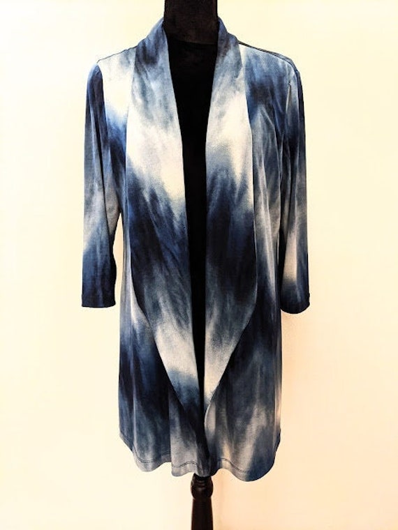 Vintage Blue And White Kimono Style Jacket By Chic