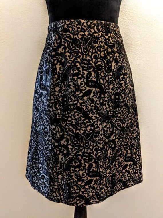 Vintage 1990's Black Lace Skirt With Tan Underskir