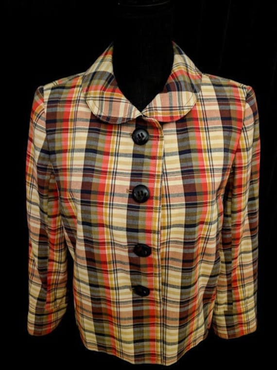Vintage 60 S 70 S Madras Plaid Jacket By J Crew Size Etsy