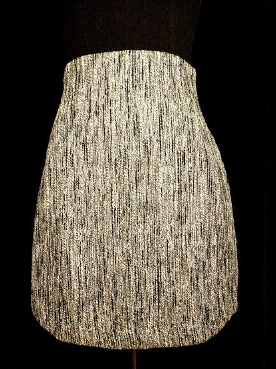 Silver And Black Metallic Thread Skirt Made By H&M