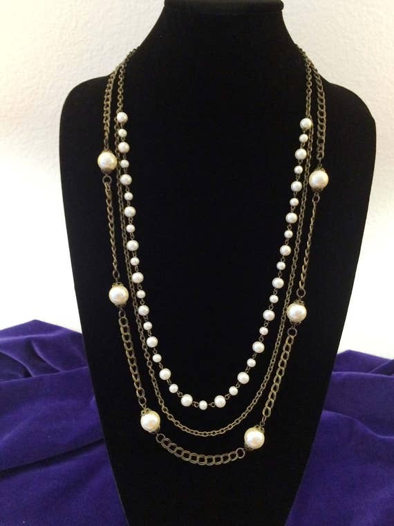 Vintage Talbots 30 Inch Pearl and Chain, Slinky an