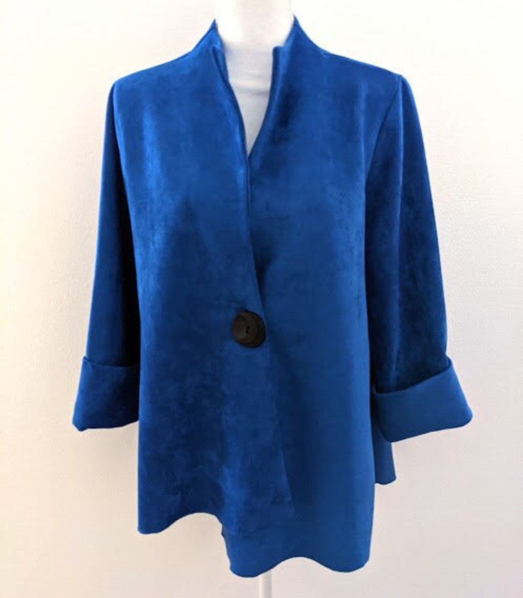 Vintage Royal Blue Ultrasuede Swing Jacket by Feratelli Size M FREE