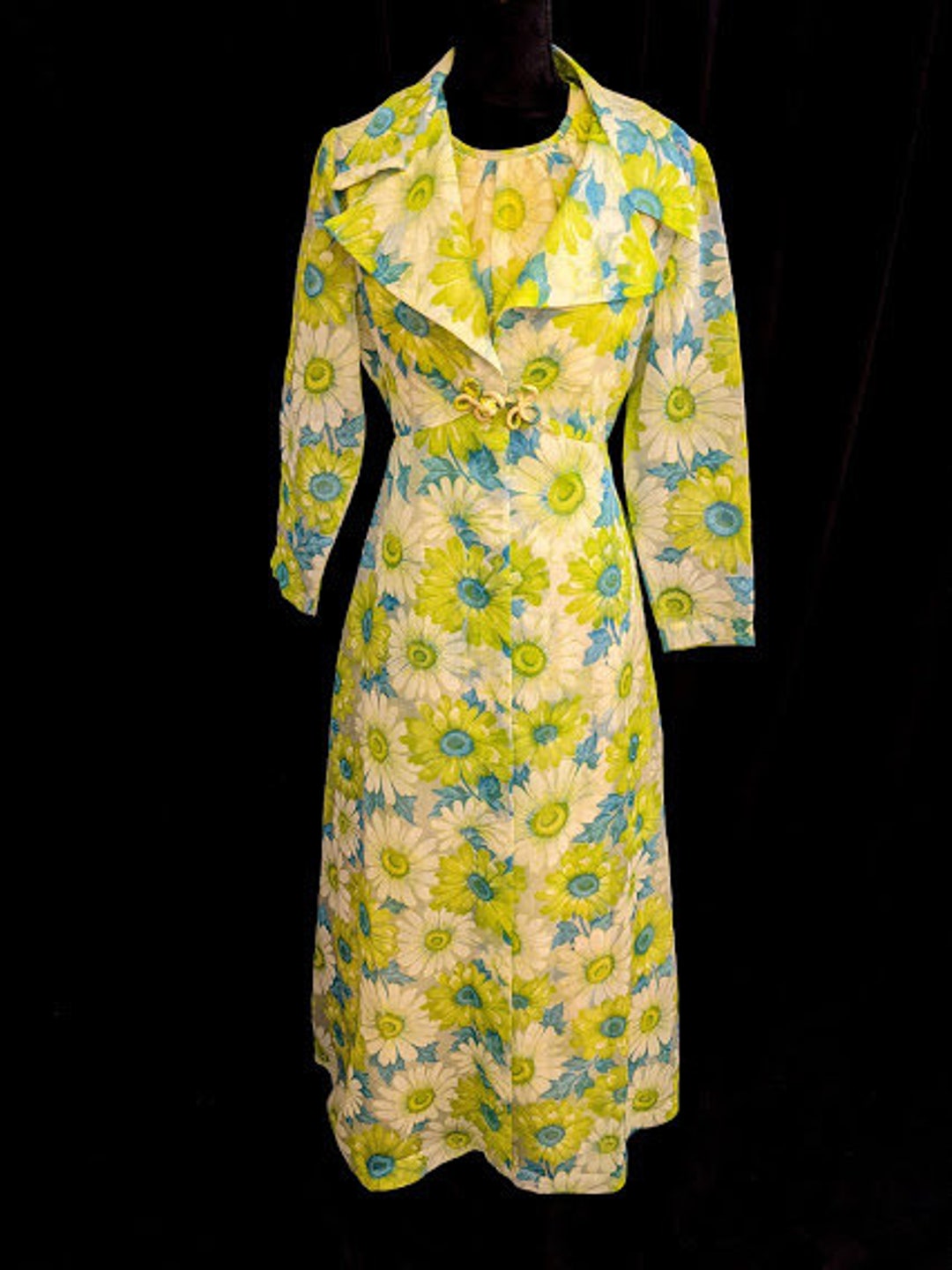 Vintage Sunflower Dress With Sheer chiffon Jacket Size 12 FREE SHIPPING