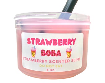 Strawberry Boba Slime- Glossy Slime-Scented Slime-Best Selling Slime/Cloud9 Slimes/Therapeutic/ASMR
