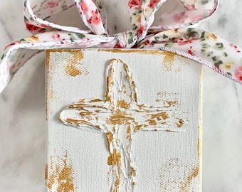 Pintura cruzada abstracta ORIGINAL, arte espiritual, arte religioso, arte de Pascua, regalo de bautismo
