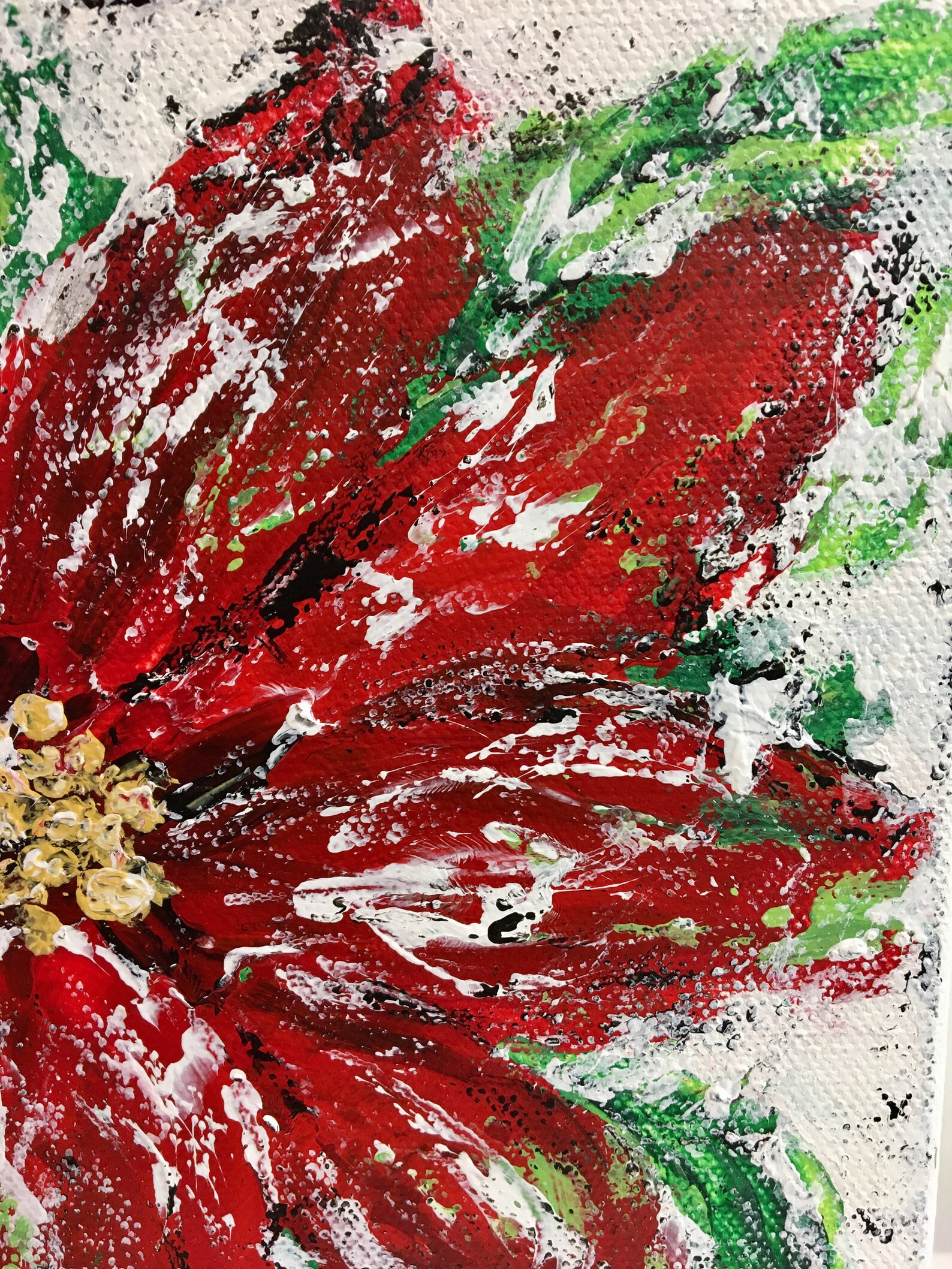 Abstract Poinsettia Painting floral art Christmas floral Etsy