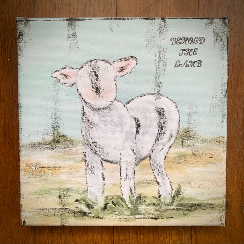 Lamb Canvas Print Art Print Lamb Art Farmhouse Art Nursery Etsy