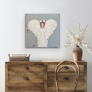 Enfermera Ángel Pintura, arte de ángel, alas de ángel, regalo imagen 1