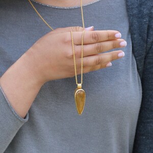 Long Gold Necklace,Gold Statement Necklace,Agate Pendant Necklace,Long Necklaces for Women,Stone Jewelry,Stone Pendant Necklace