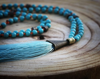 Turquoise Howlite Beaded Necklace for Women - Stress and Anxiety Relief