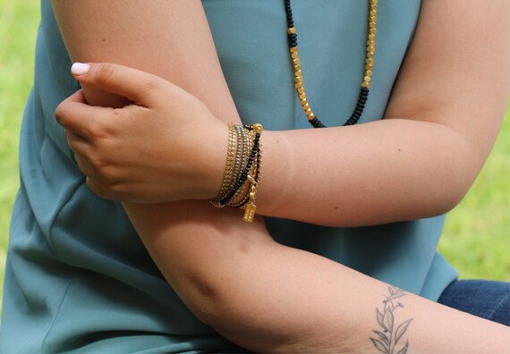ZOSOJONA Braccialetto da donna in stile boho, con pietre naturali