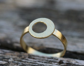 14k Gold Circle Ring: Dainty Bohemian Stacking Ring