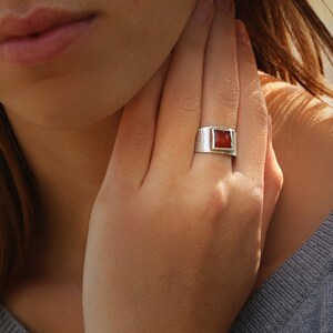 Carnelian Ring,Gemstone Ring,Sterling Silver Rings,Gem Jewelry,Fashion Jewelry,Gift Jewelry,Cocktail Rings,925 Ring,Christmas Gift image 1