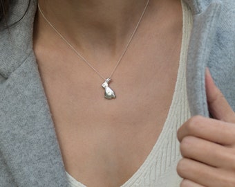 Collana con coniglietto Playboy argento / Ciondolo occhio di cristallo rosa / Gioiello vintage anni 2000 Y2K / Confezione regalo inclusa / Regalo per lei - Italia