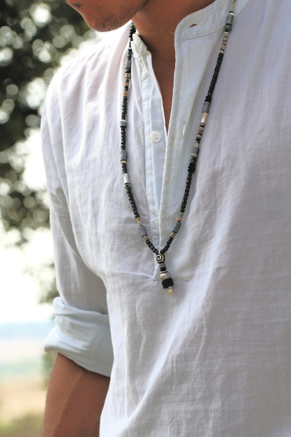 Jewelry for Men long Pendant Necklace mens Jewelry long Bead Necklace turquoise Jewelry for Men pendant Necklace mens Necklace Etsy