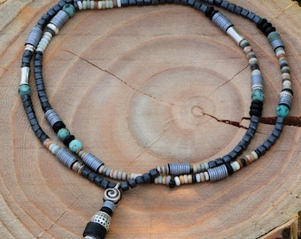 Jewelry for Men,Long Pendant Necklace,Mens Jewelry,Long Bead Necklace,Turquoise Jewelry for Men,Pendant Necklace,Mens Necklace