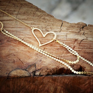 Gold Necklace for Women,Long Statement Necklace,Layered Necklace,Heart Necklace,Women Necklace,Layered Gold Necklace,Christmas Gift image 3