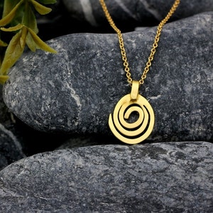 Spiral Pendant Necklace • Short Necklaces for Women • Gold Dainty Spiral Charm Necklace for • Spiral Symbol Mother's Day Gift