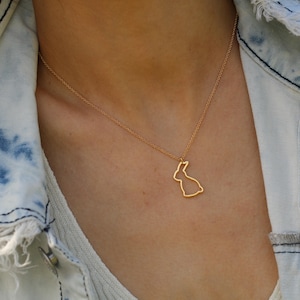 Minimalist Rabbit Necklace • Dainty Gold Bunny Pendant • Handmade Bunny Outline Jewelry • Animal Lover Gift • Easter Bunny Charm for Women