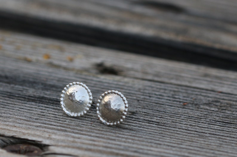 Silver stud earrings, Dainty minimalist earrings, Simple delicate everyday earrings, Handmade jewelry, Gift for women, Bridesmaid earrings image 1