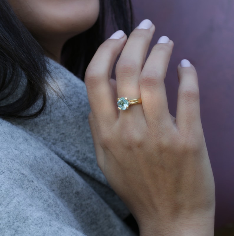 Blue Topaz Ring,Topaz Birthstone Ring,Bday Gifts for Women,Stone Ring,November Birthstone,Wedding Rings for Women,Engagement Ring zdjęcie 5