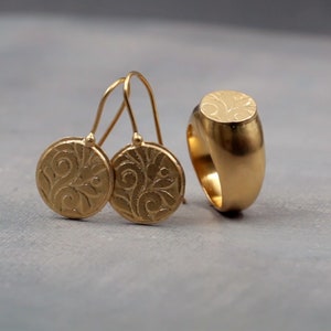 Gold Jewelry Set,Women Jewelry Set,Valentines Gift Set,Fashion Rings,Hook Earrings,Jewelry for Her,Everyday Earrings,14k Gold Jewelry